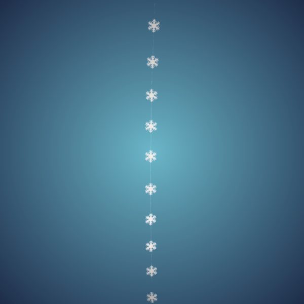 Schneeflockengirlande aus schwer entflammbarer Schneewatte, Dicke: ~ 2 cm, 10 Flocken à 8 cm, Länge: ~ 180 cm